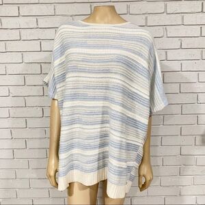 St. John Cashmere Linen Blue White Striped Sweater